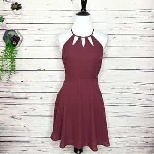 Express Burgundy Sleeveless Cut Out Mini Dress Size 0/ XS